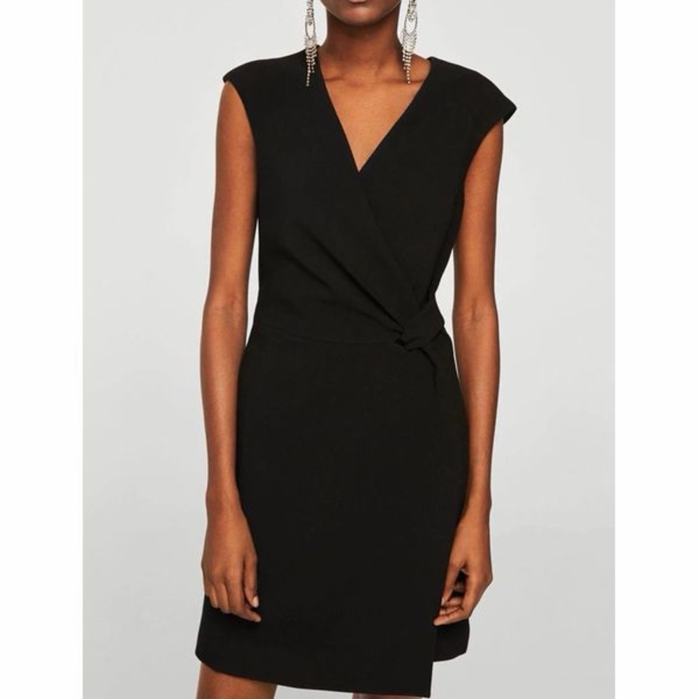 Mango Elegant Black Wrap Dress